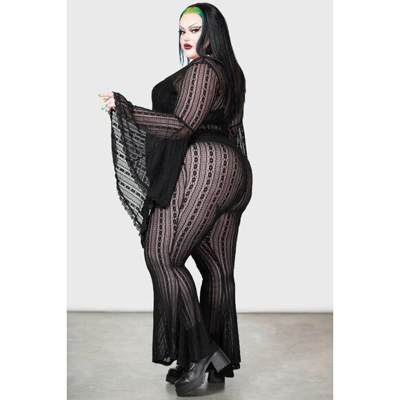 Killstar Franca Flares Pants Plus Size 4XL Bell Bottoms Flares Black Goth Gothic - Picture 4 of 4